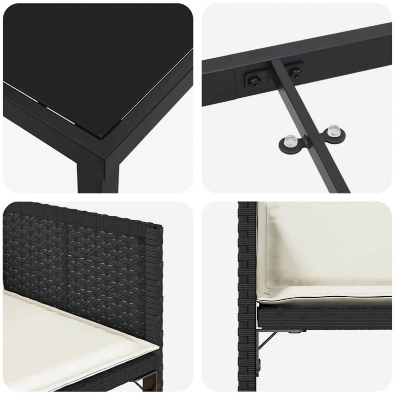 Zestaw do jadalni w ogrodzie 5 pcs Czarny polirattan