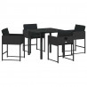Zestaw do jadalni w ogrodzie 5 pcs Czarny polirattan