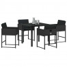 Zestaw do jadalni w ogrodzie 5 pcs Czarny polirattan