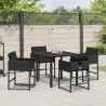 Zestaw do jadalni w ogrodzie 5 pcs Czarny polirattan