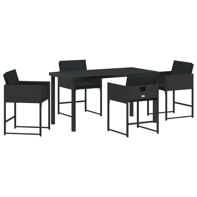Zestaw do jadalni w ogrodzie 5 pcs Czarny polirattan
