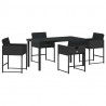 Zestaw do jadalni w ogrodzie 5 pcs Czarny polirattan