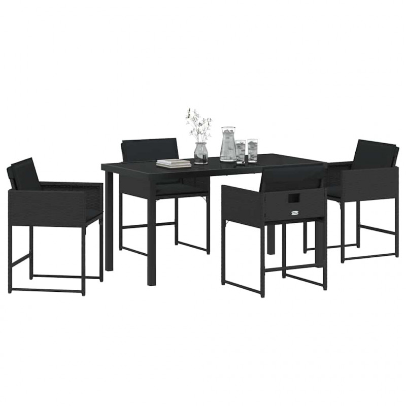 Zestaw do jadalni w ogrodzie 5 pcs Czarny polirattan