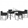 Zestaw do jadalni w ogrodzie 5 pcs Czarny polirattan