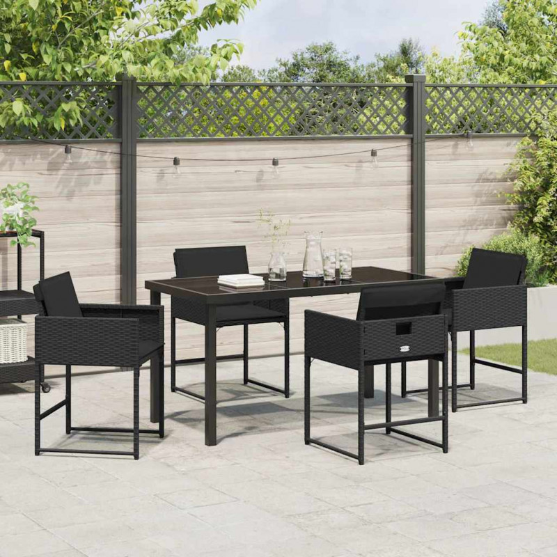 Zestaw do jadalni w ogrodzie 5 pcs Czarny polirattan