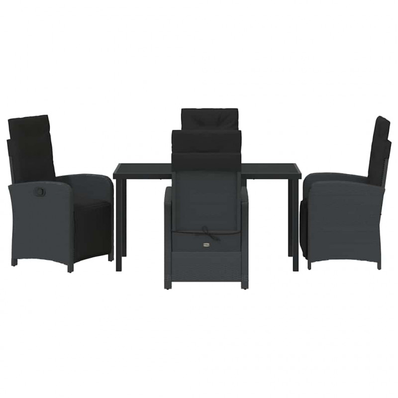 Zestaw do jadalni w ogrodzie z poduszką 5 pcs Czarny polirattan