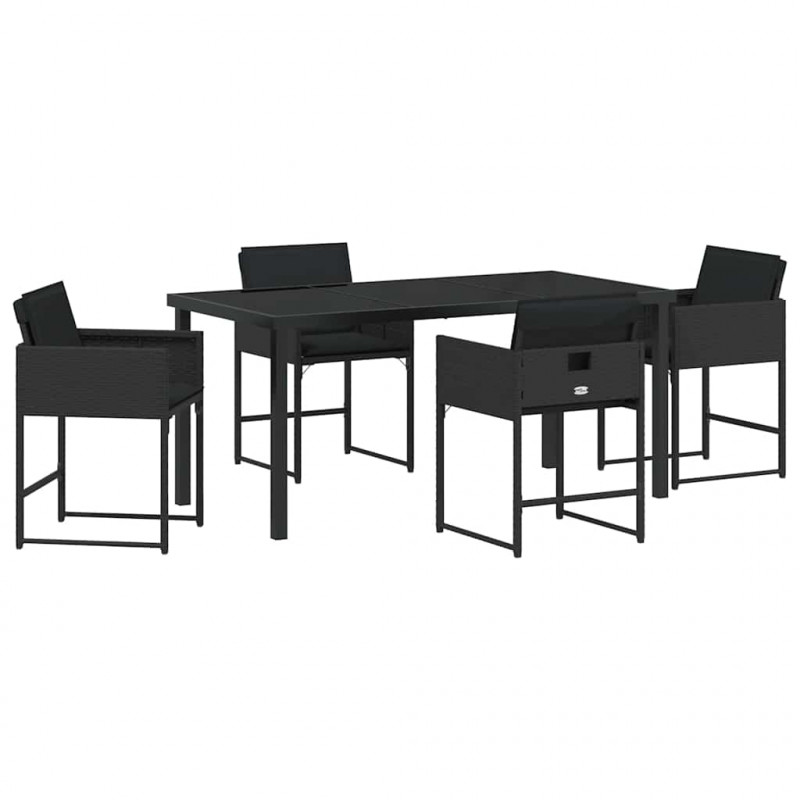 Zestaw do jadalni w ogrodzie 5 pcs Czarny polirattan
