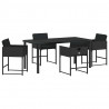 Zestaw do jadalni w ogrodzie 5 pcs Czarny polirattan