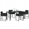 Zestaw do jadalni w ogrodzie 5 pcs Czarny polirattan