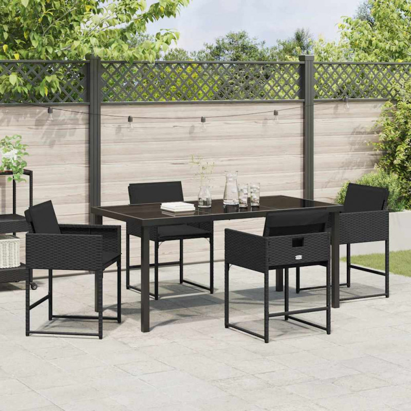 Zestaw do jadalni w ogrodzie 5 pcs Czarny polirattan