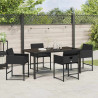 Zestaw do jadalni w ogrodzie 5 pcs Czarny polirattan