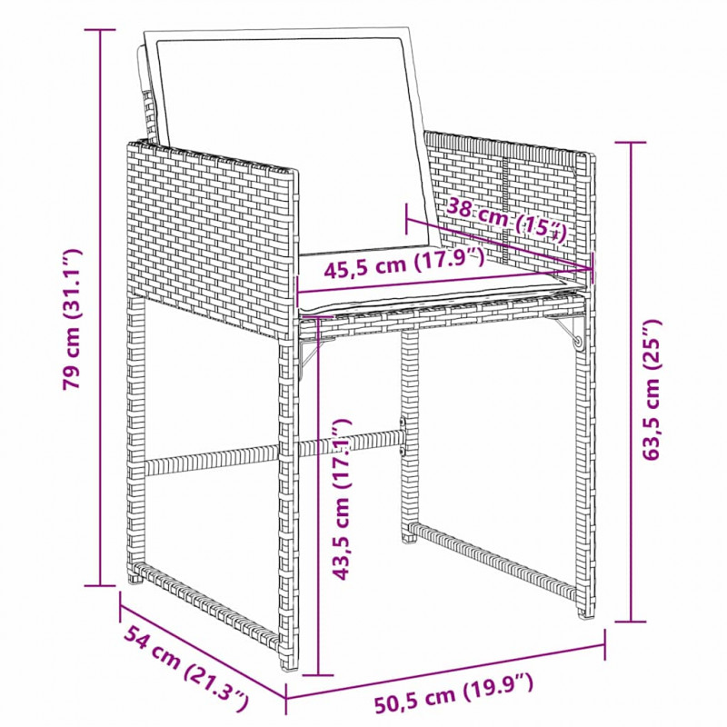Zestaw do jadalni w ogrodzie 5 pcs Czarny polirattan
