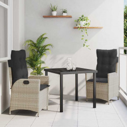 Zestaw do jadalni w ogrodzie 3 pcs Jasnoszary polirattan