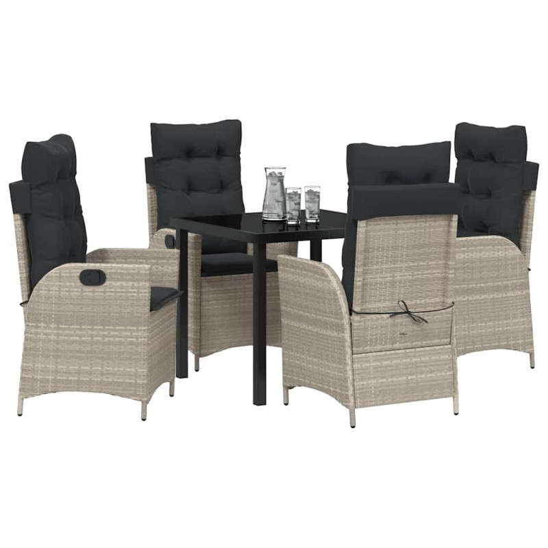 Zestaw do jadalni w ogrodzie 5 pcs Jasnoszary polirattan