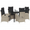 Zestaw do jadalni w ogrodzie 5 pcs Jasnoszary polirattan
