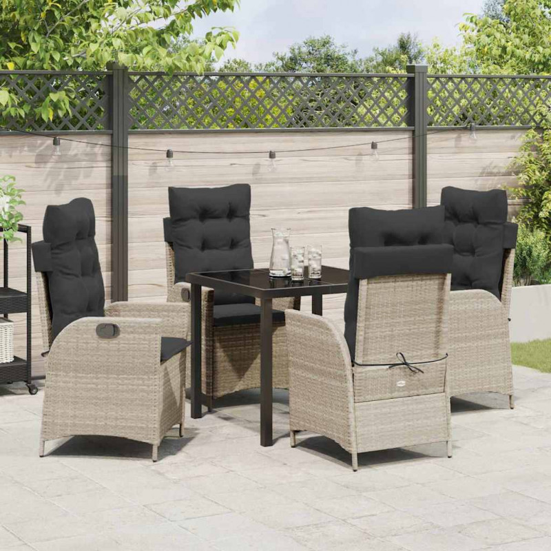 Zestaw do jadalni w ogrodzie 5 pcs Jasnoszary polirattan