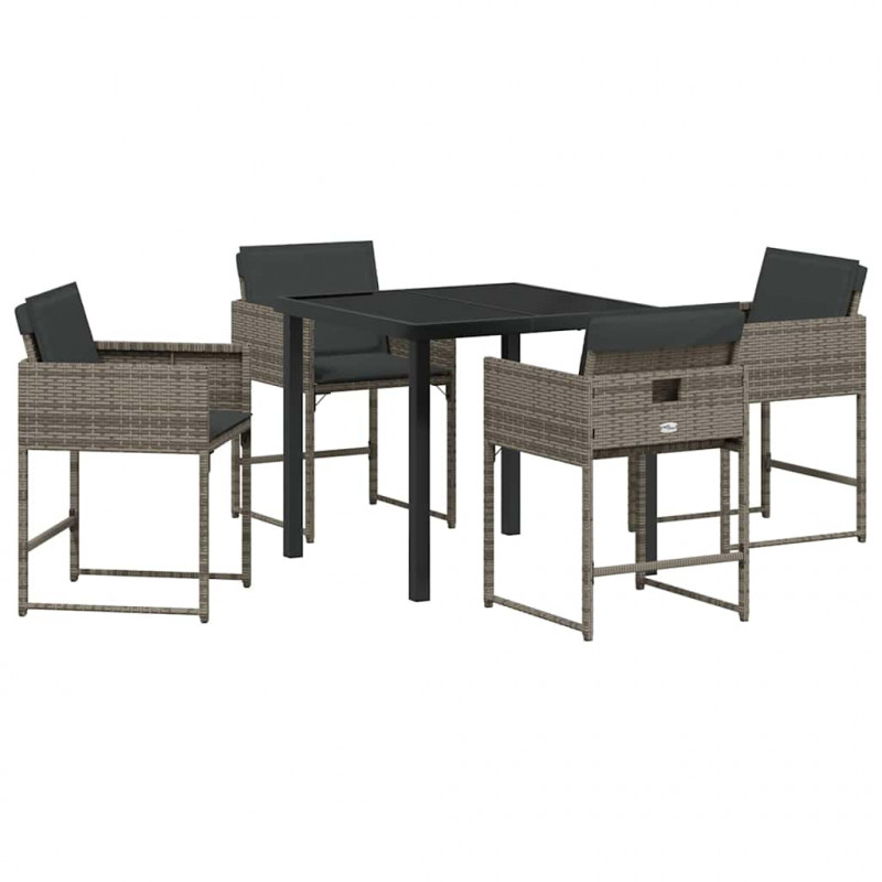 Zestaw do jadalni w ogrodzie 5 pcs Szary polirattan