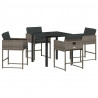 Zestaw do jadalni w ogrodzie 5 pcs Szary polirattan