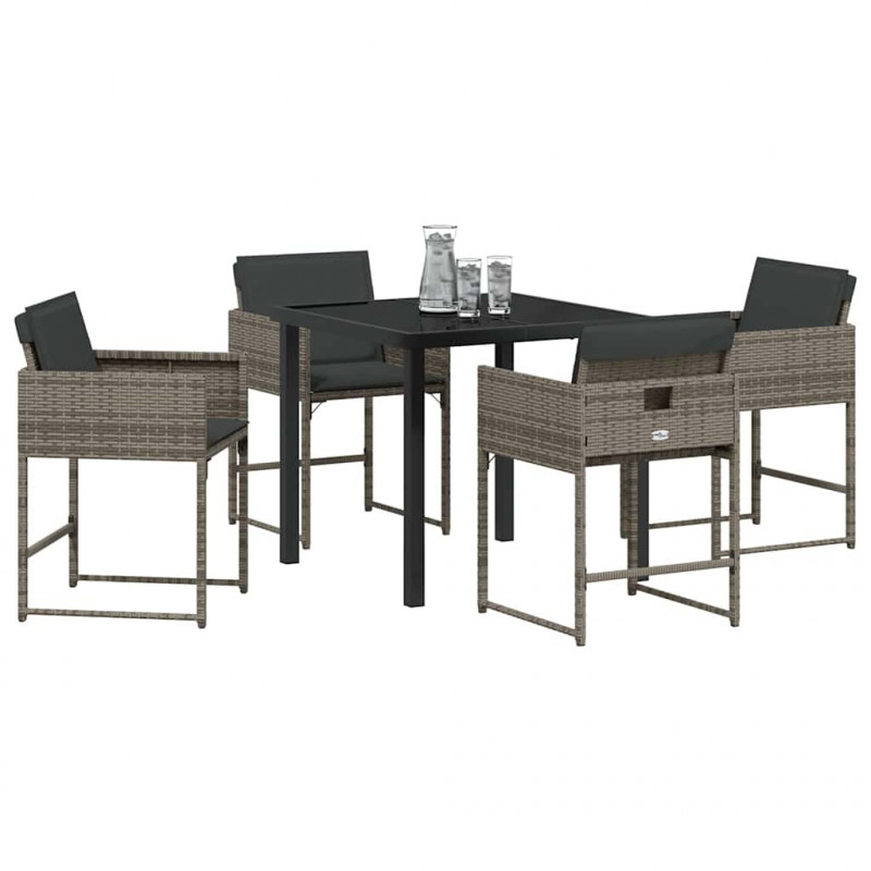 Zestaw do jadalni w ogrodzie 5 pcs Szary polirattan