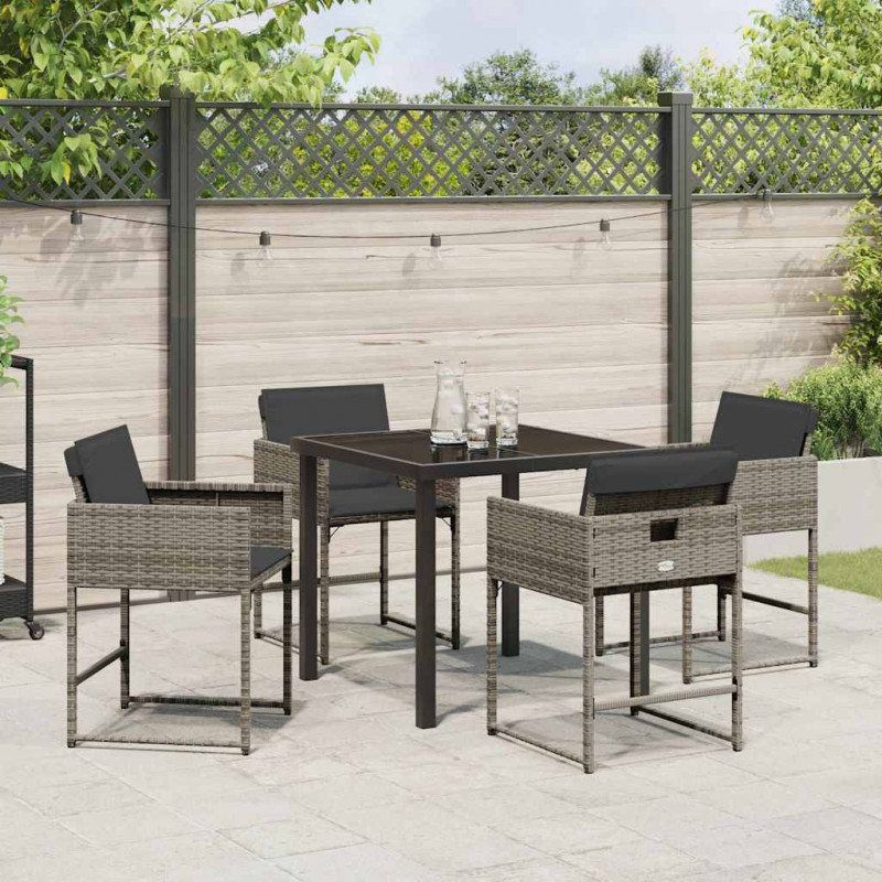 Zestaw do jadalni w ogrodzie 5 pcs Szary polirattan
