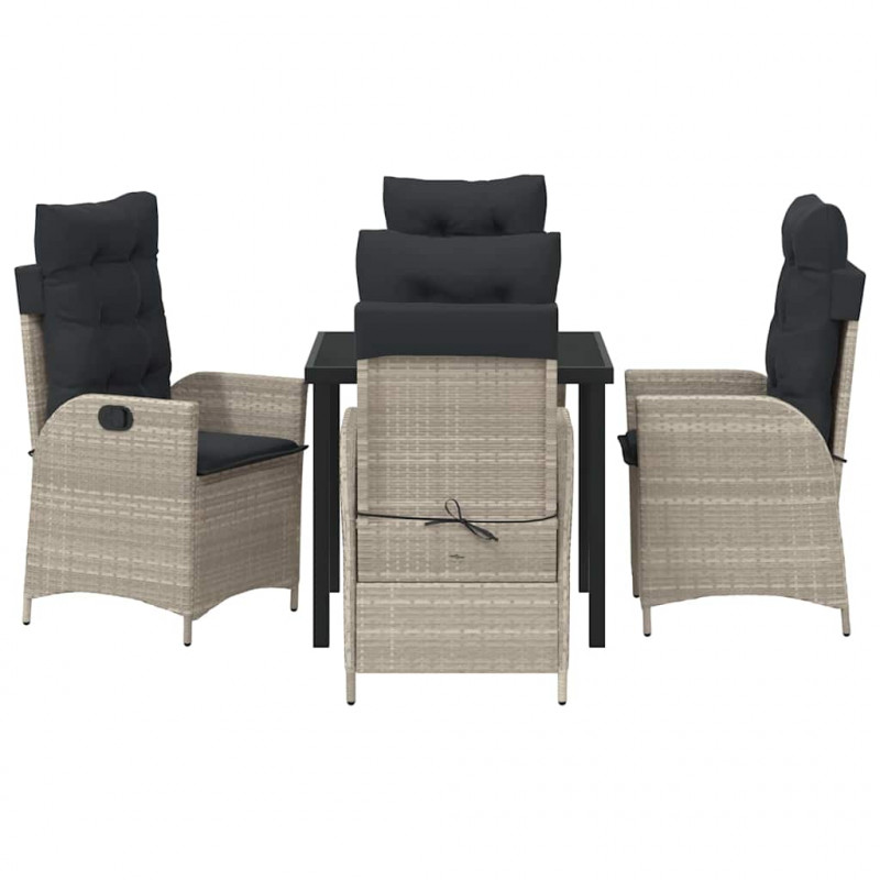 Zestaw do jadalni w ogrodzie 5 pcs Jasnoszary polirattan