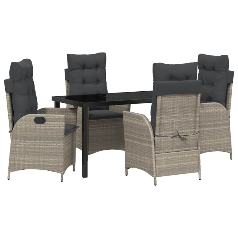Zestaw do jadalni w ogrodzie 5 pcs Jasnoszary polirattan