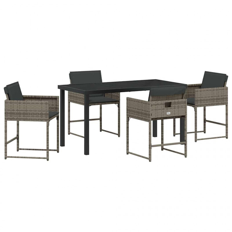 Zestaw do jadalni w ogrodzie 5 pcs Szary polirattan