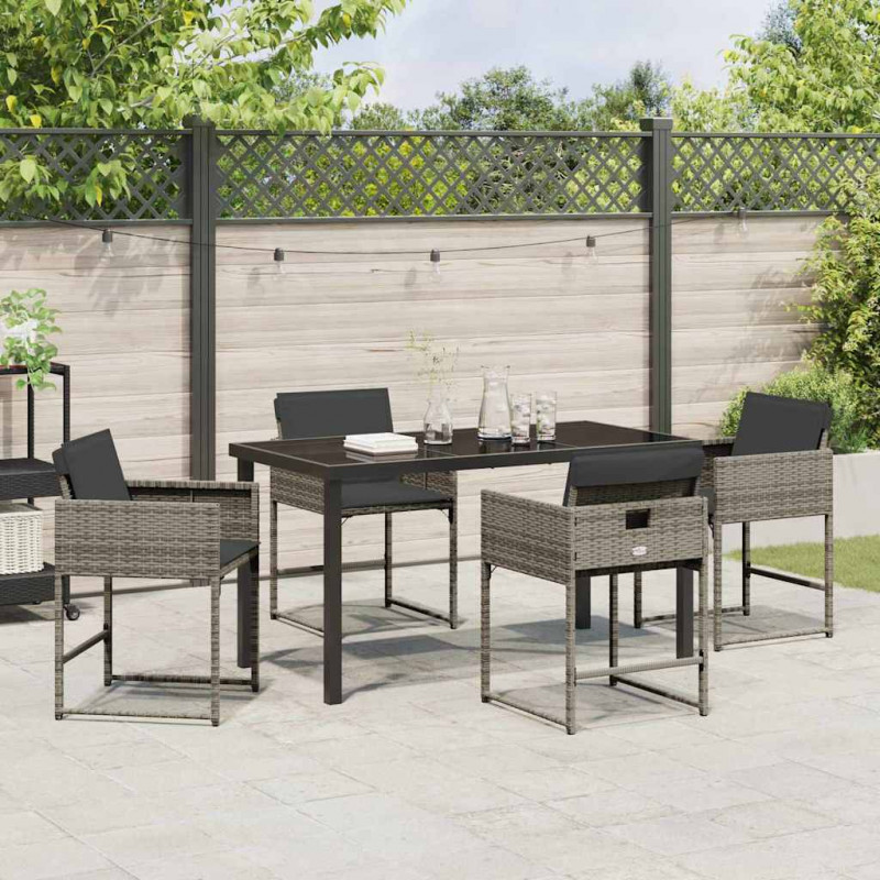 Zestaw do jadalni w ogrodzie 5 pcs Szary polirattan