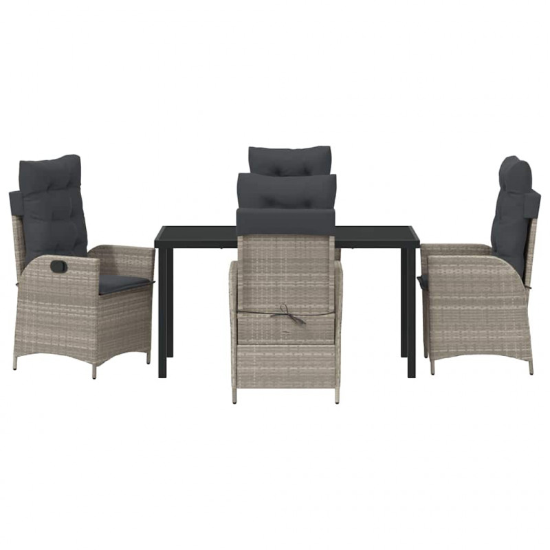 Zestaw do jadalni w ogrodzie 5 pcs Jasnoszary polirattan