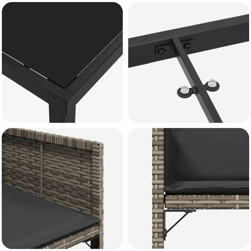 Zestaw do jadalni w ogrodzie 5 pcs Szary polirattan