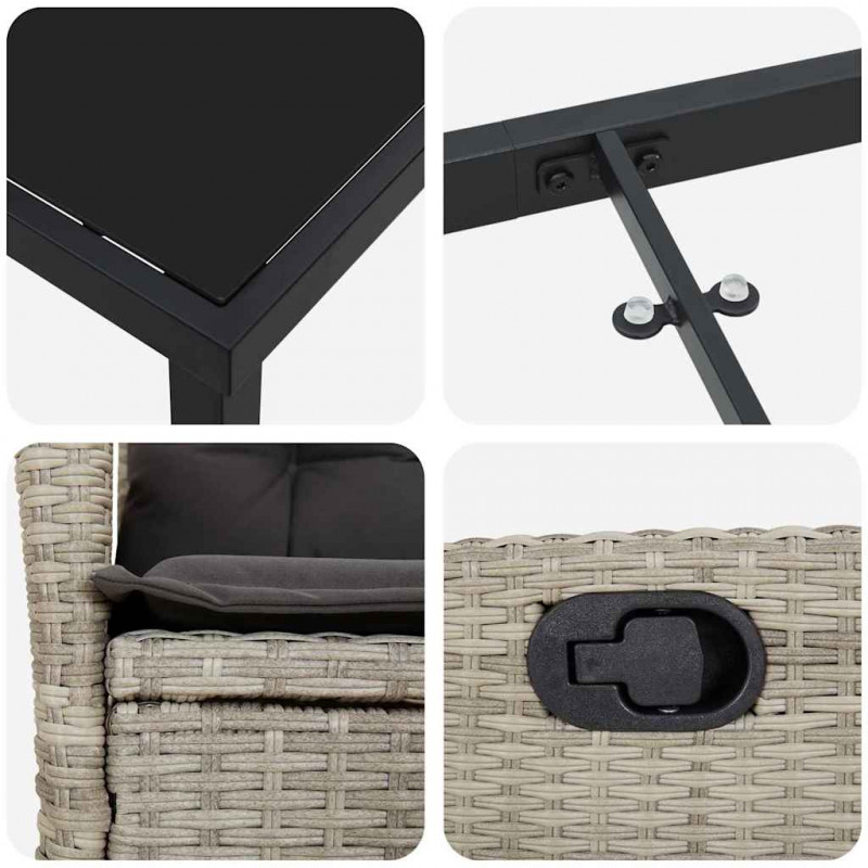 Zestaw do jadalni w ogrodzie 5 pcs Jasnoszary polirattan
