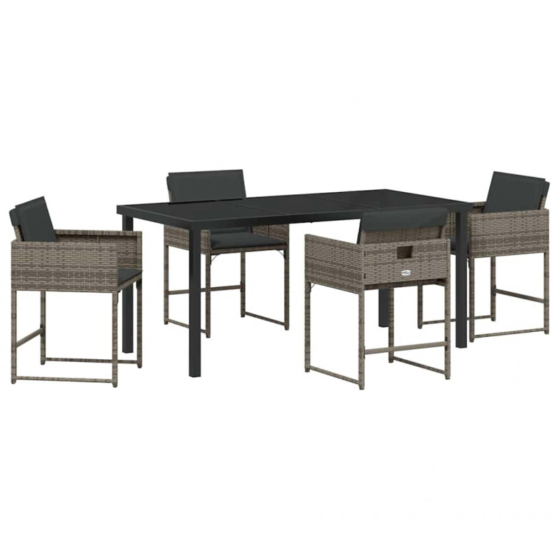 Zestaw do jadalni w ogrodzie 5 pcs Szary polirattan