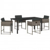 Zestaw do jadalni w ogrodzie 5 pcs Szary polirattan