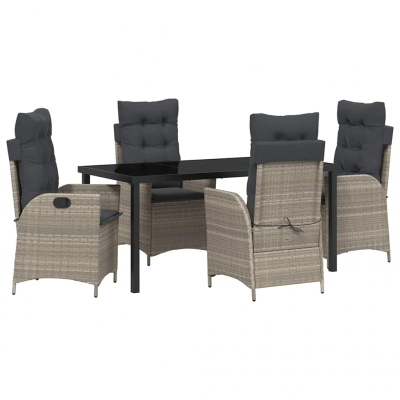 Zestaw do jadalni w ogrodzie 5 pcs Jasnoszary polirattan