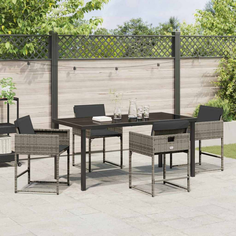 Zestaw do jadalni w ogrodzie 5 pcs Szary polirattan
