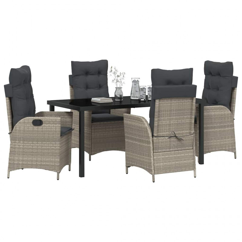 Zestaw do jadalni w ogrodzie 5 pcs Jasnoszary polirattan