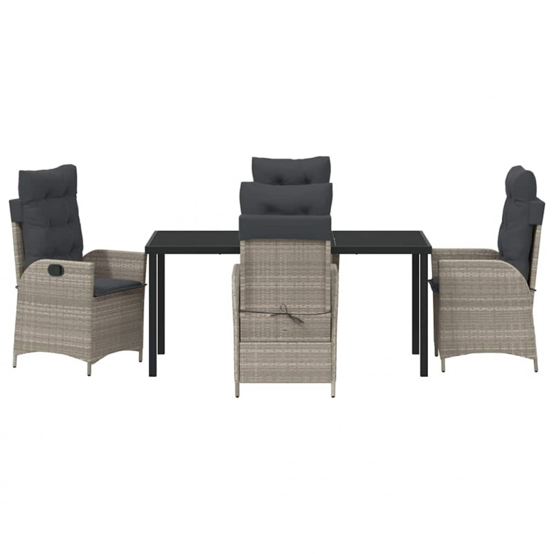 Zestaw do jadalni w ogrodzie 5 pcs Jasnoszary polirattan