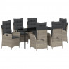 Zestaw do jadalni w ogrodzie 7 pcs Jasnoszary polirattan