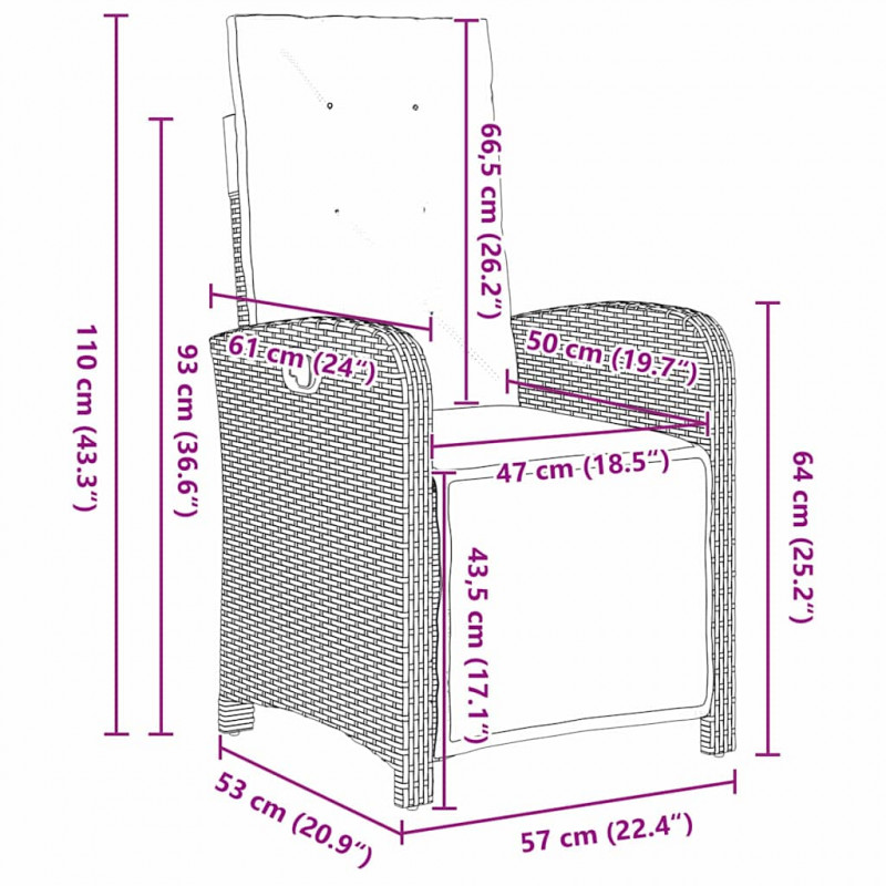 Zestaw do jadalni w ogrodzie 5 pcs Brązowy polirattan