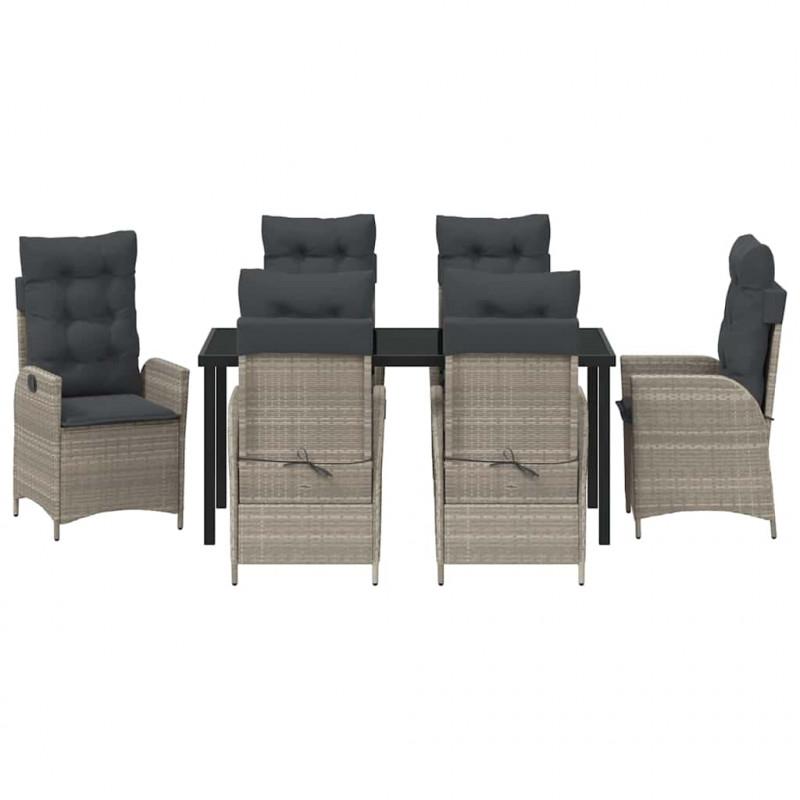 Zestaw do jadalni w ogrodzie 7 pcs Jasnoszary polirattan
