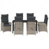 Zestaw do jadalni w ogrodzie 7 pcs Jasnoszary polirattan