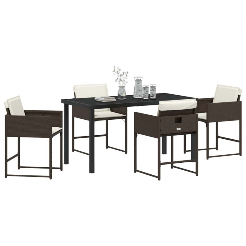 Zestaw do jadalni w ogrodzie 5 pcs Brązowy polirattan