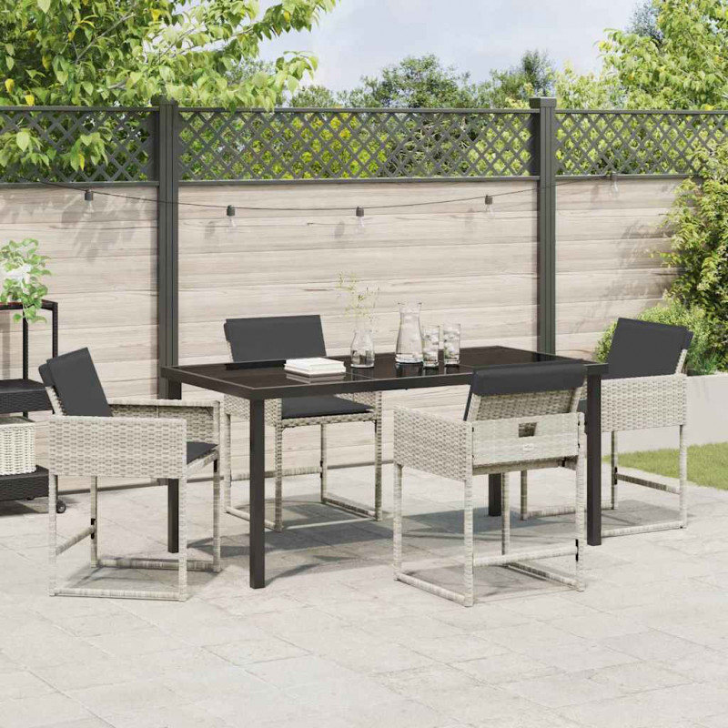 Zestaw do jadalni w ogrodzie 5 pcs Jasnoszary polirattan
