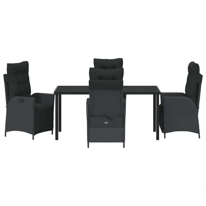 Zestaw do jadalni w ogrodzie z poduszką 5 pcs Czarny polirattan