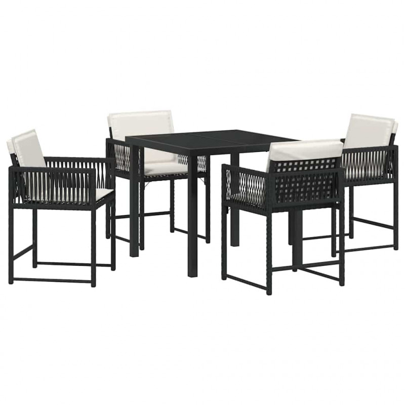Zestaw do jadalni w ogrodzie 5 pcs Czarny polirattan