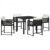 Zestaw do jadalni w ogrodzie 5 pcs Czarny polirattan