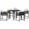 Zestaw do jadalni w ogrodzie 5 pcs Czarny polirattan
