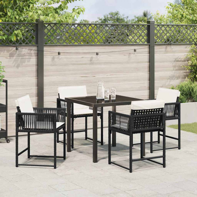 Zestaw do jadalni w ogrodzie 5 pcs Czarny polirattan
