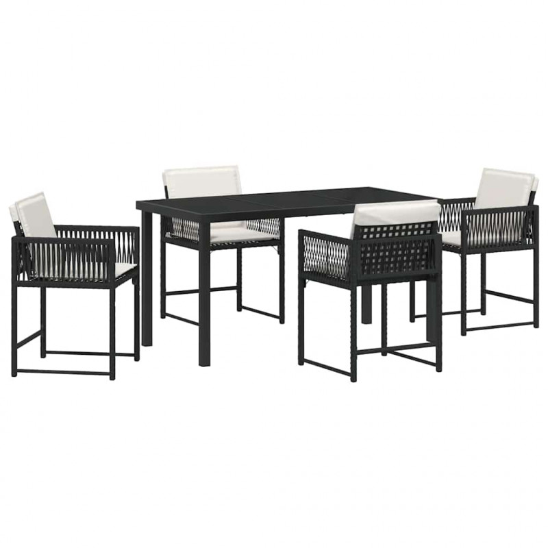 Zestaw do jadalni w ogrodzie 5 pcs Czarny polirattan