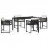 Zestaw do jadalni w ogrodzie 5 pcs Czarny polirattan